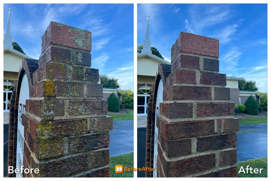 Before and after brick and masonry cleaning result