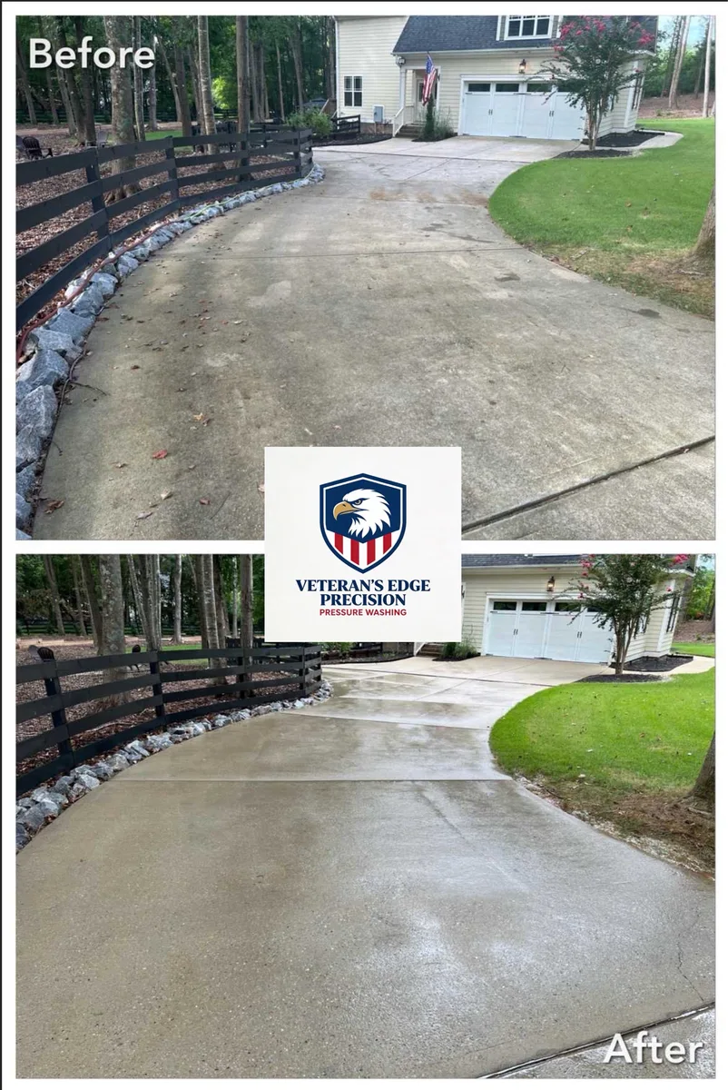 Before and after driveway cleaning result