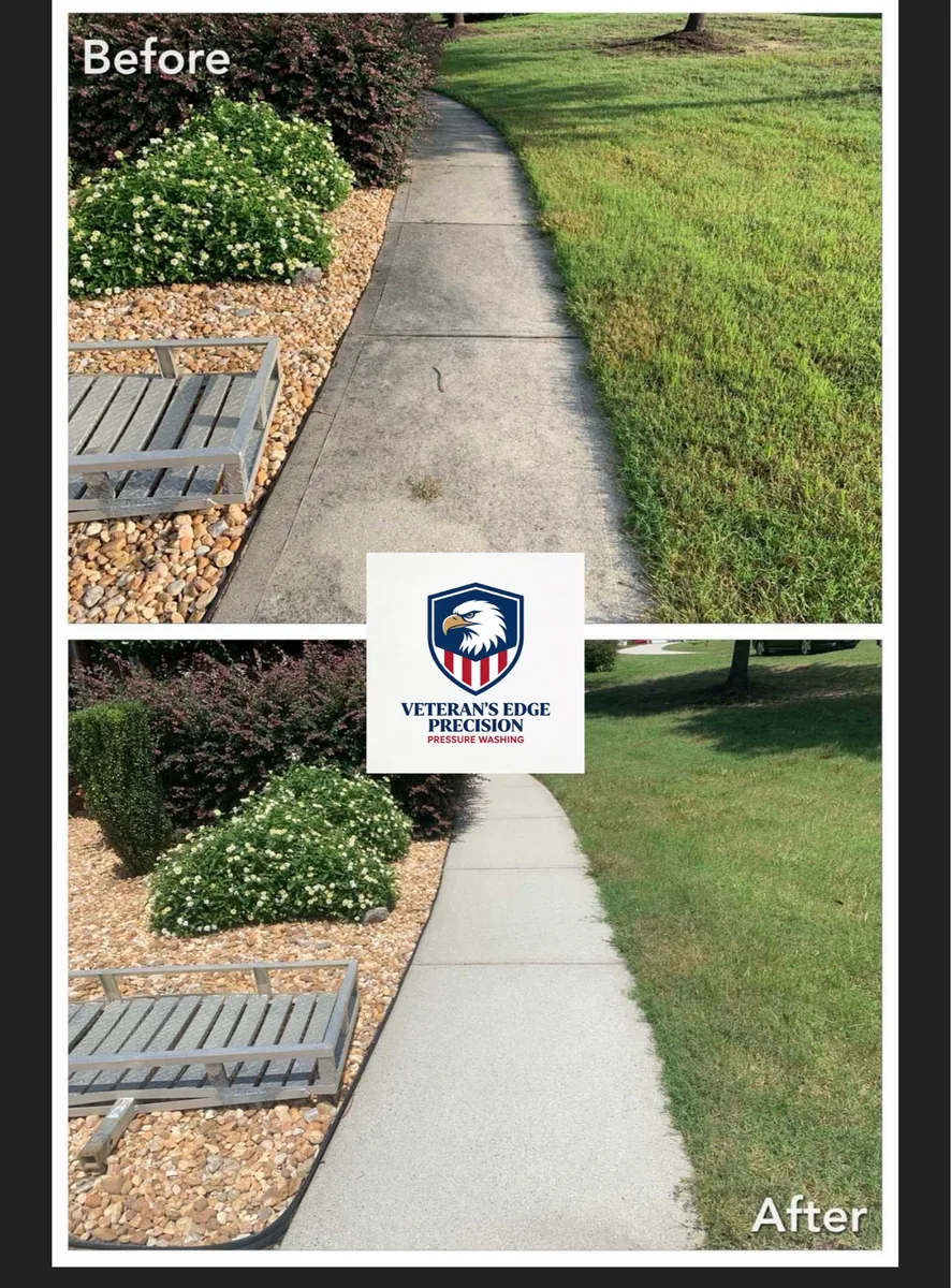 Before and after sidewalk cleaning result