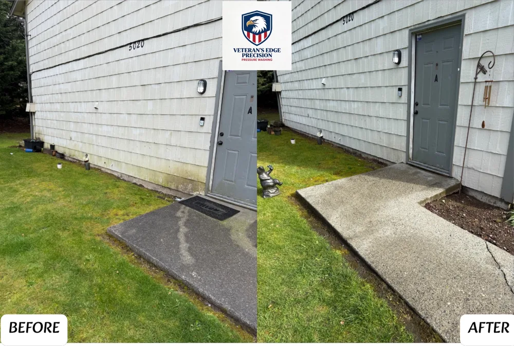 Before and after sidewalk strip cleaning